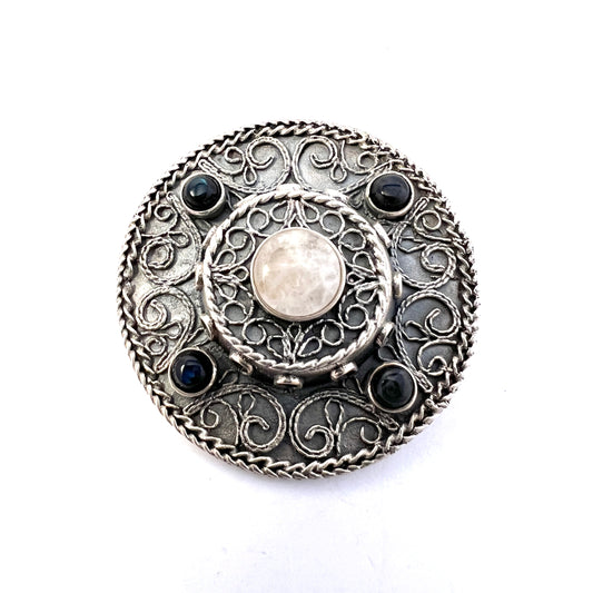 Kalavala Koru, Finland 1982. Vintage Sterling Silver Quartz Spectrolite Brooch.