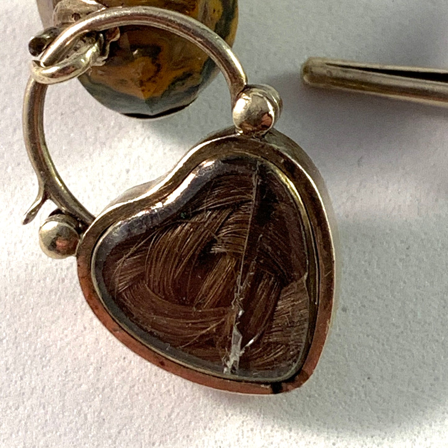 Scotland Victorian 9k Gold Hardstone Bracelet w Mourning Locket