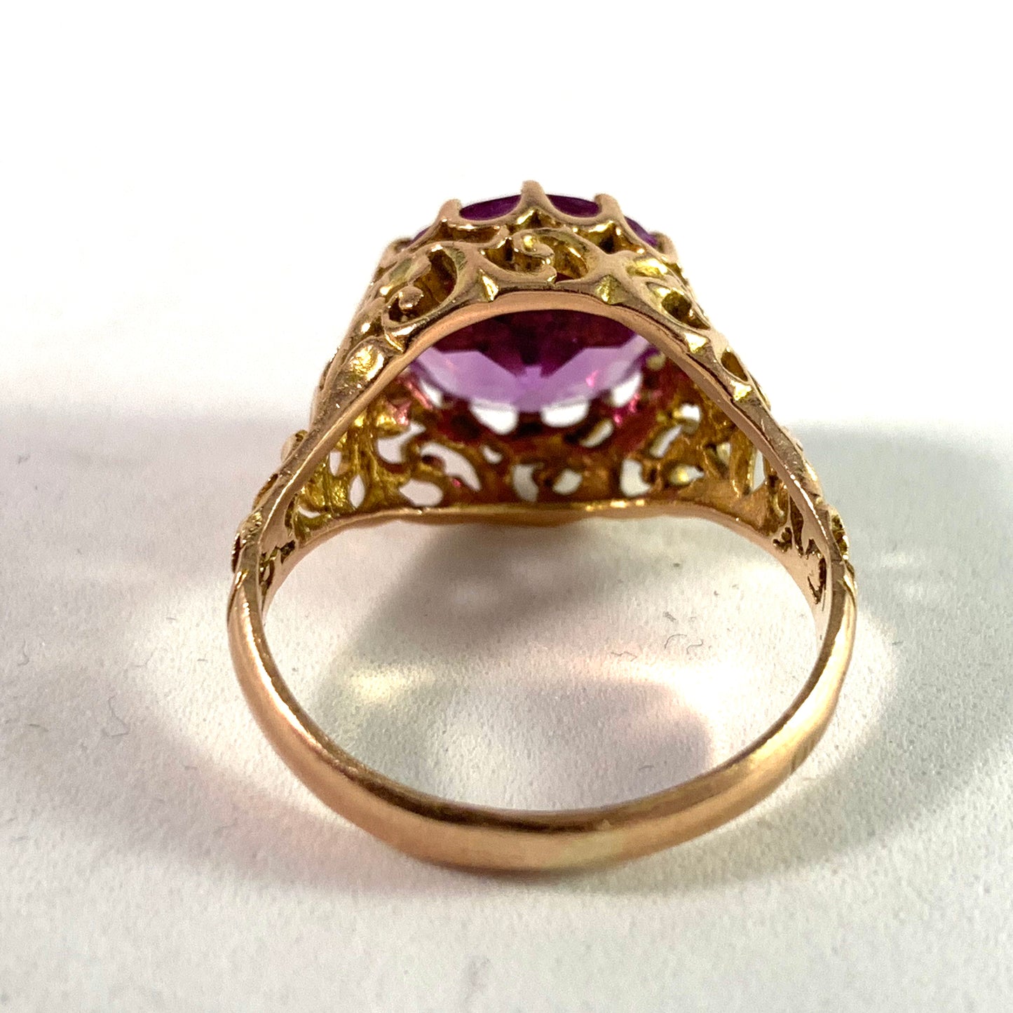 Eastern Mediterranean 1950-60s, 14k Synthetic Sapphire Ring.