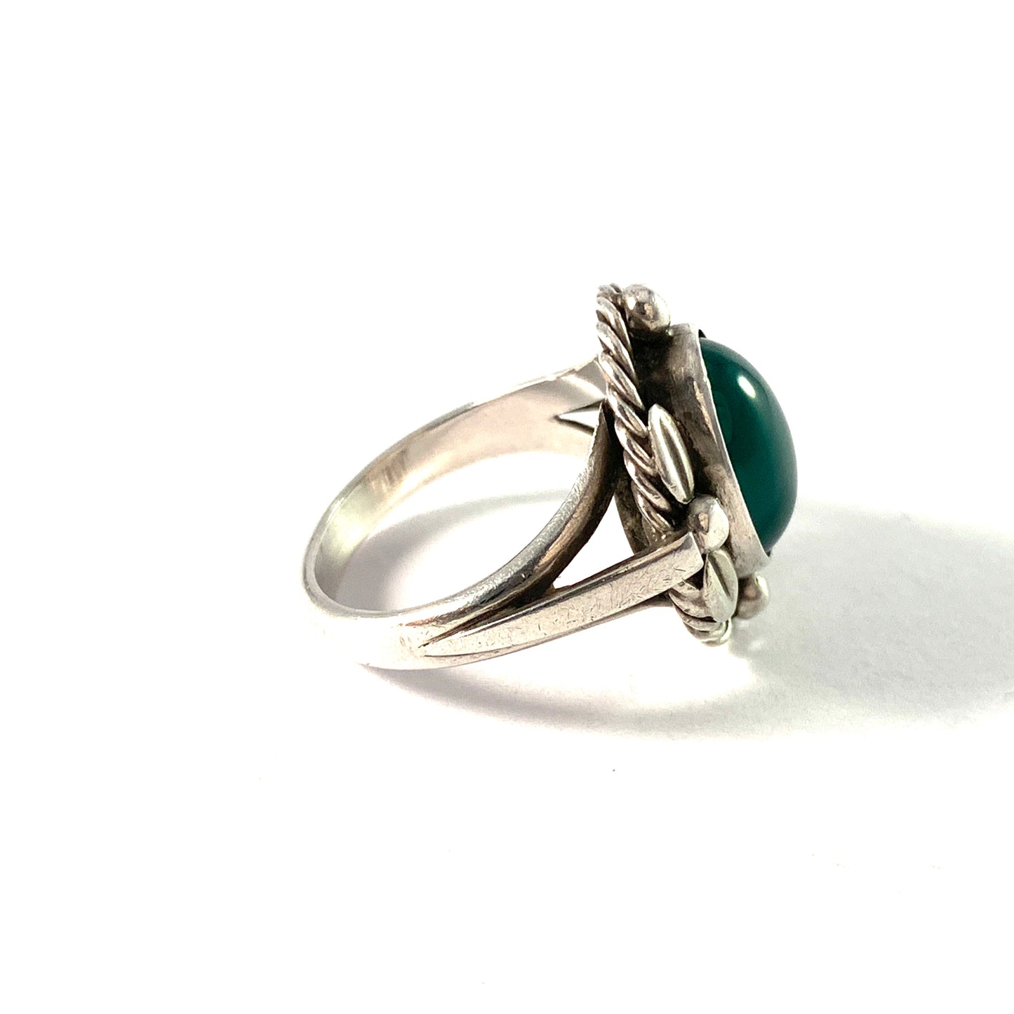 Georg Jensen, Denmark. Vintage Sterling Silver Chrysoprase Ring. Design 1A