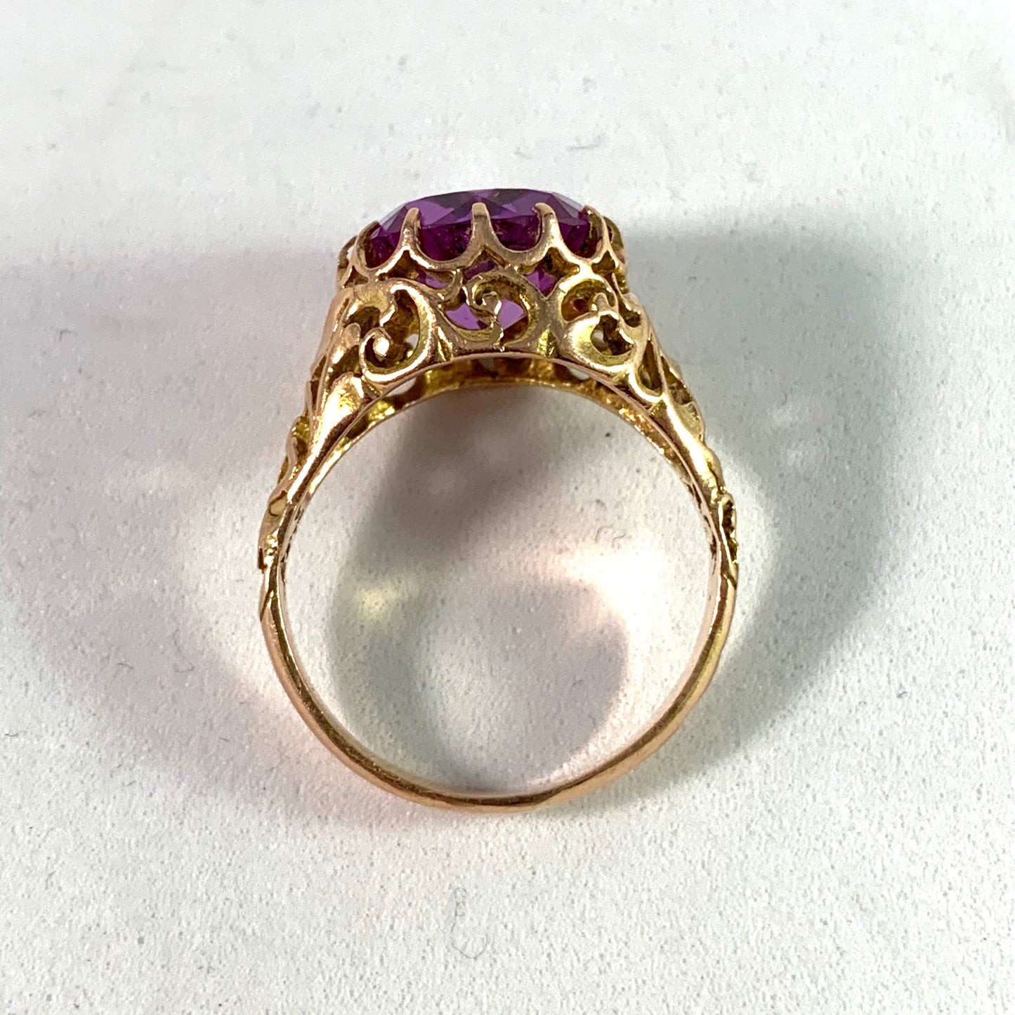 Eastern Mediterranean 1950-60s, 14k Synthetic Sapphire Ring.