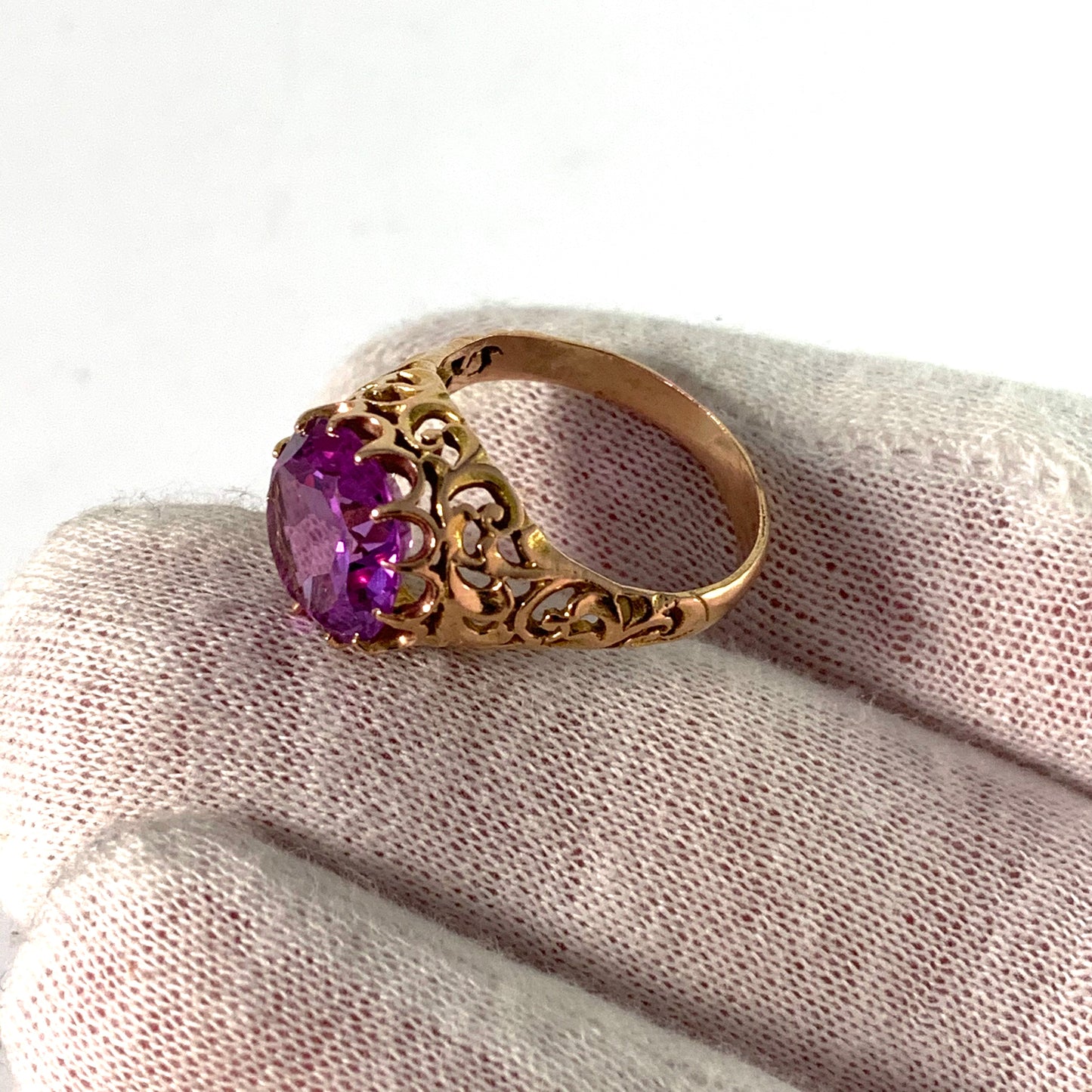 Eastern Mediterranean 1950-60s, 14k Synthetic Sapphire Ring.