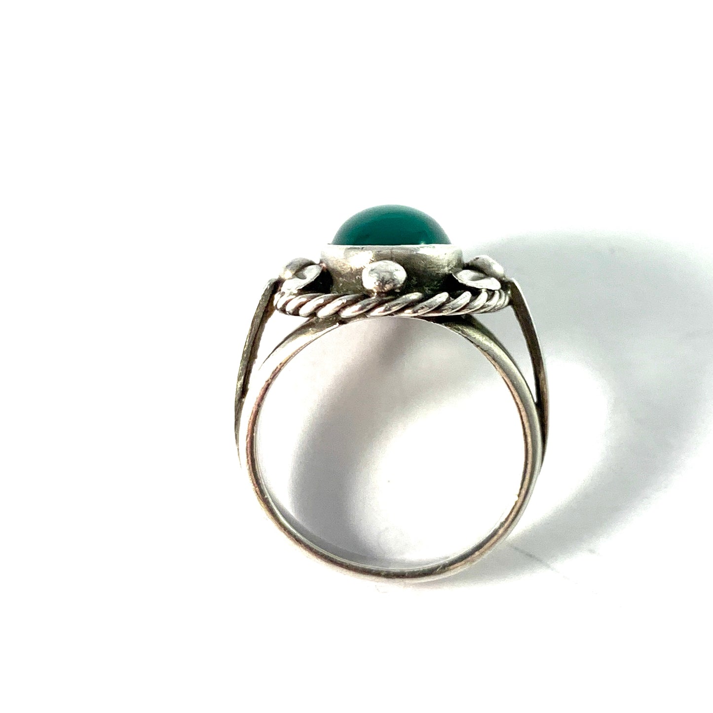 Georg Jensen, Denmark. Vintage Sterling Silver Chrysoprase Ring. Design 1A