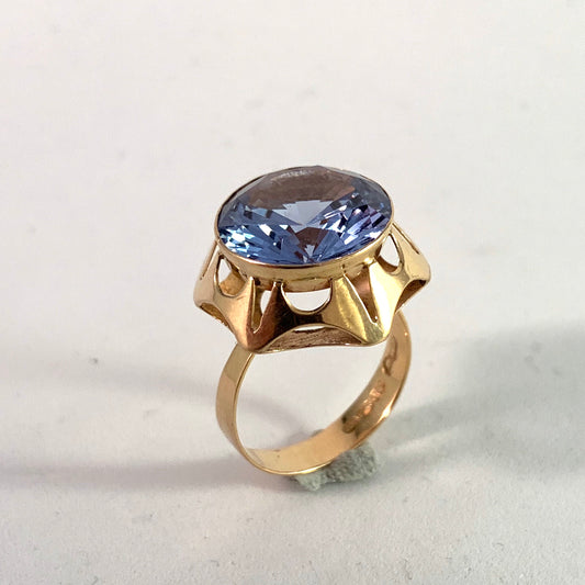 Kaarlo J. Männistö, Finland 1965 Bold 14k Gold Ice Blue Spinel Ring