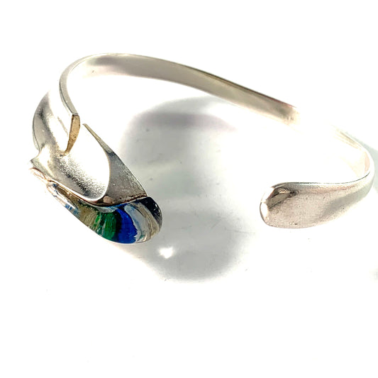 Bjorn Weckstrom for Lapponia, Finland 1974. Sterling Silver Acrylic Bracelet. Design Salamander.