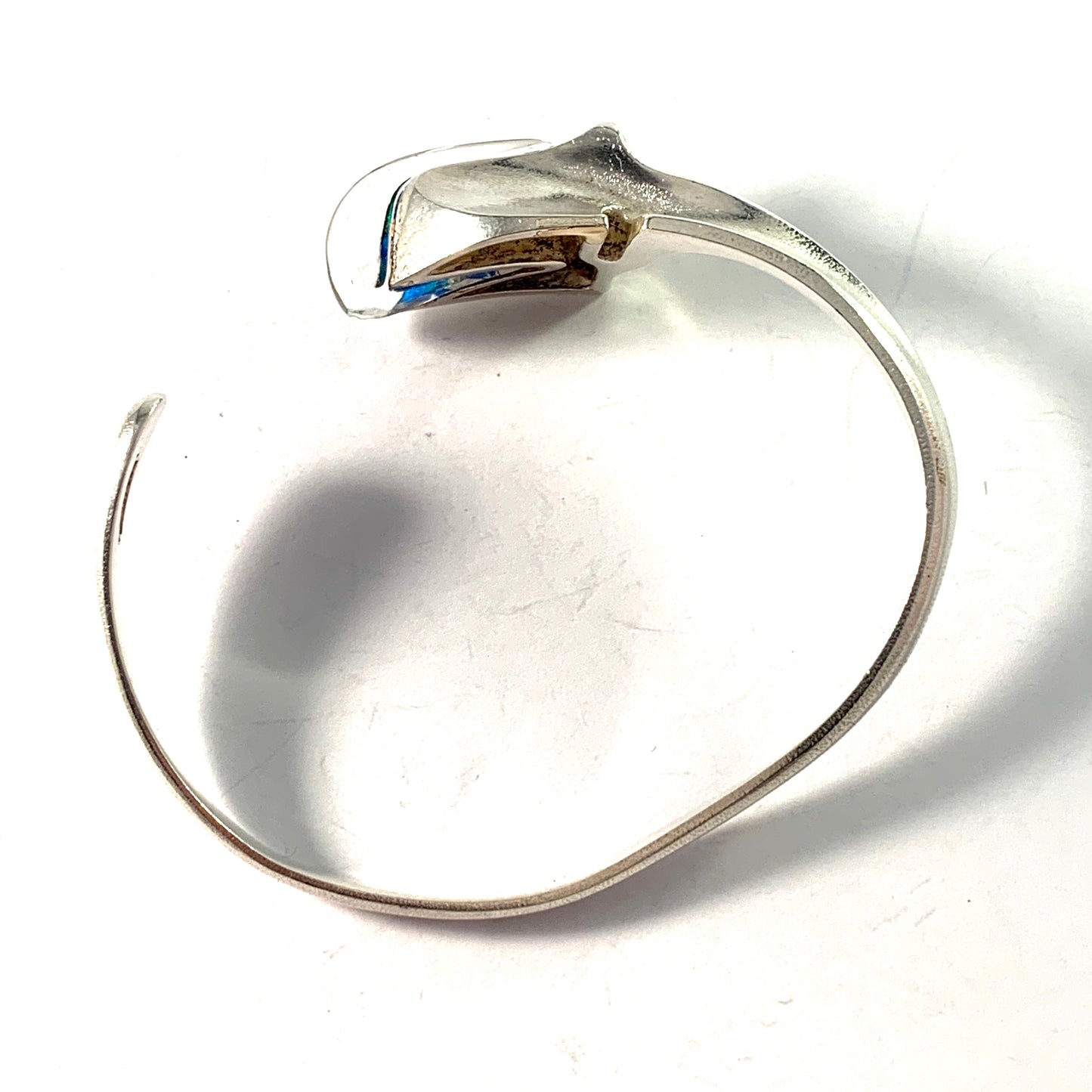 Bjorn Weckstrom for Lapponia, Finland 1974. Sterling Silver Acrylic Bracelet. Design Salamander.