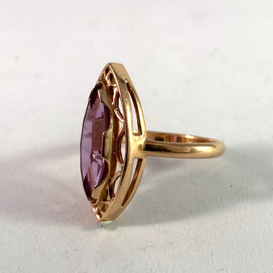 Soviet Era Mid Century 14k Gold Amethyst Ring.