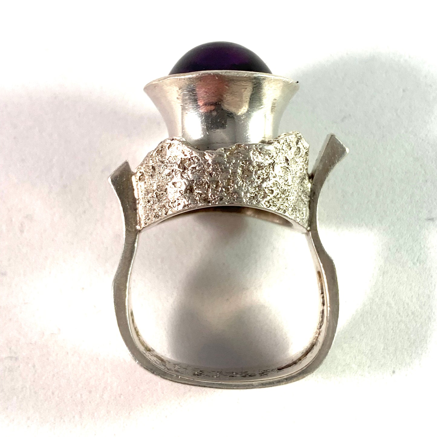 Robbert, Sweden 1975 Massive Sterling Amethyst Ring. Signed