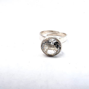 Bengt Hallberg, Sweden 1972 VIntage Sterling Silver Rock Crystal Adjustable Size Ring.
