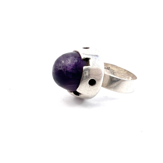 Martti Viikinniemi, Finland 1966. Vintage Solid Silver Amethyst Ring.