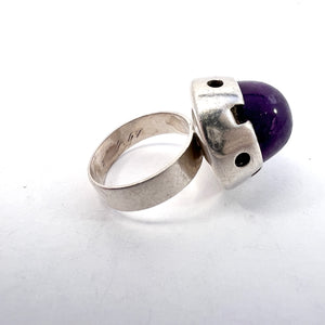 Martti Viikinniemi, Finland 1966. Vintage Solid Silver Amethyst Ring.