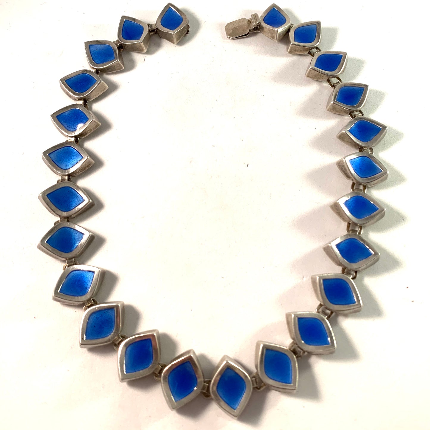 Atelier Borgila, Stockholm 1957 Mid Century Modern Sterling Enamel Necklace.