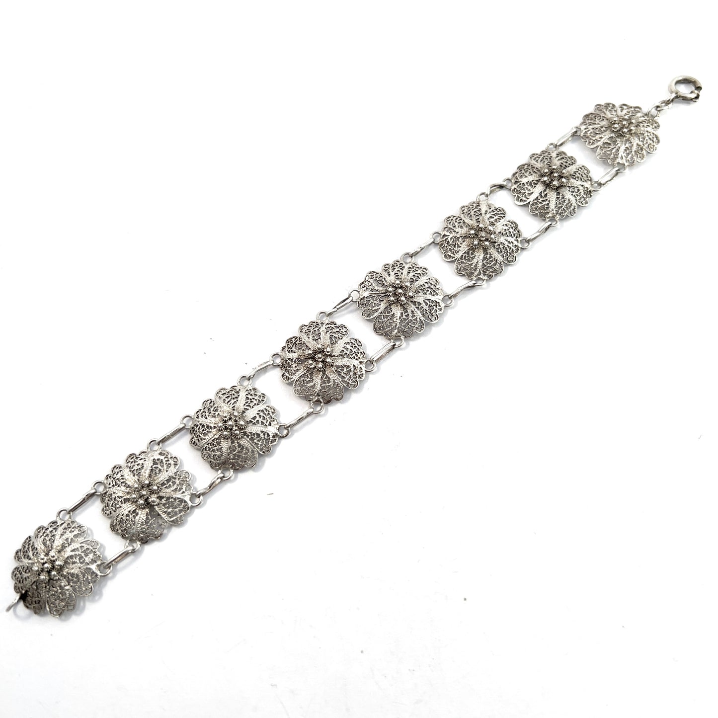 Sweden 1930-40s. Solid Silver Filigree Bracelet.