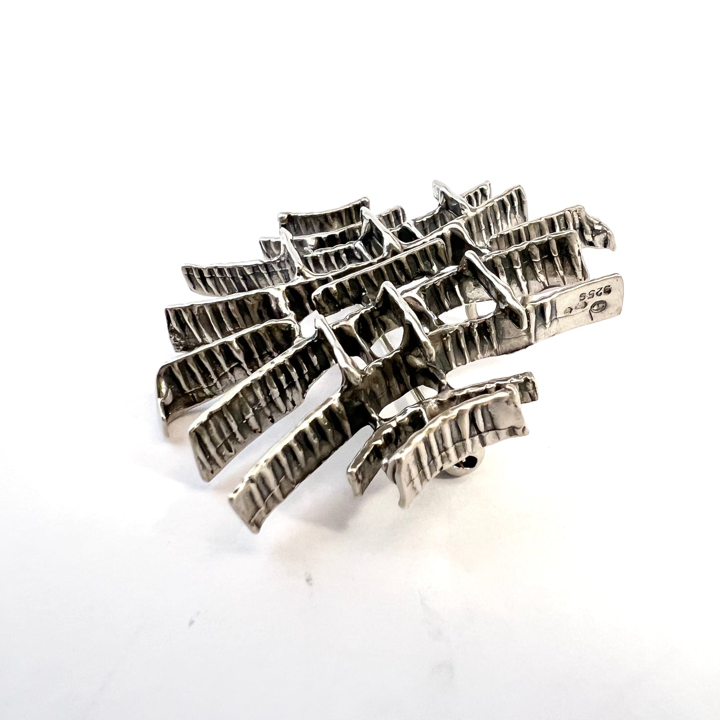 Else and Paul, Norway 1960s Modernist Sterling Silver Brooch Pendant.