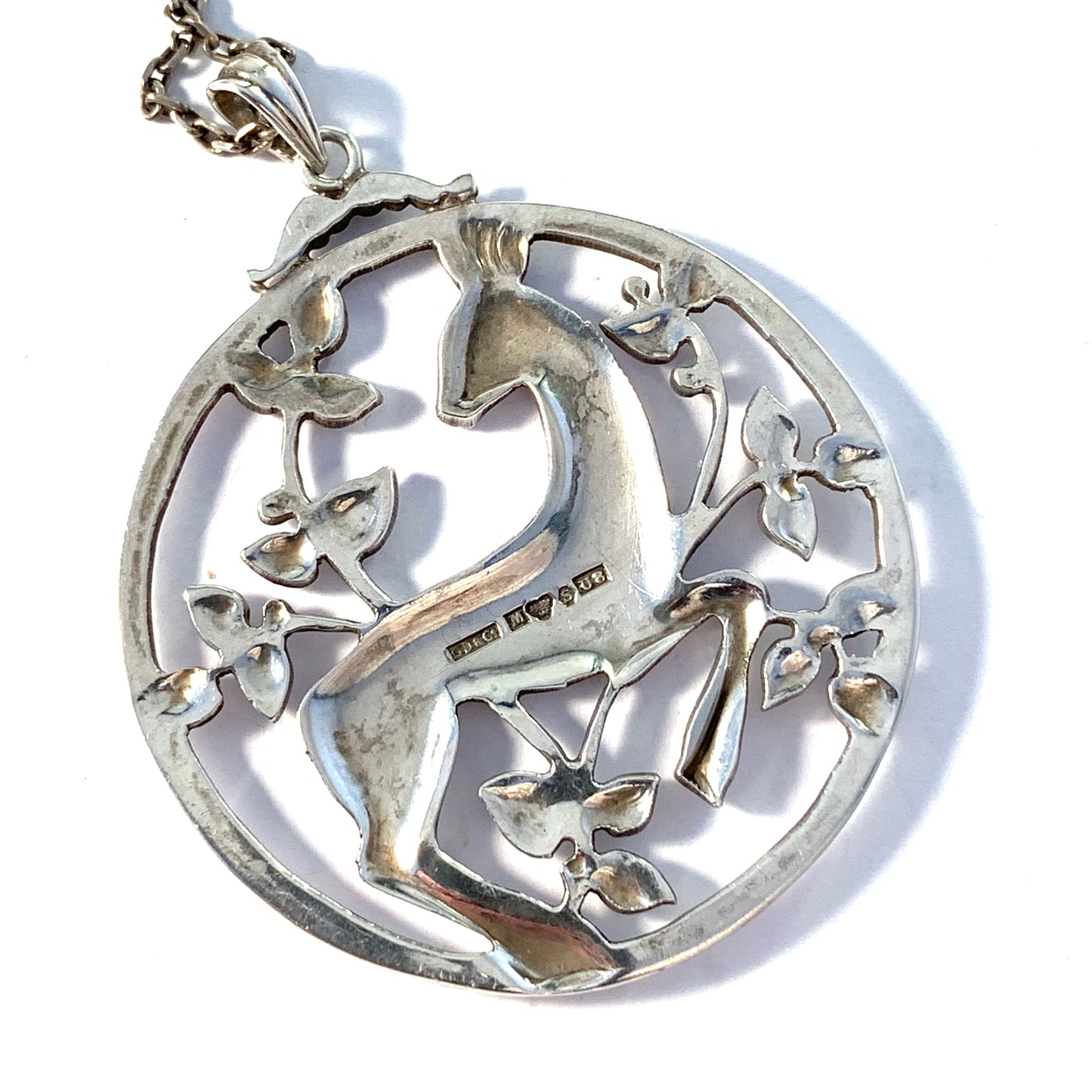 G Dahlgren, Sweden 1946 Mid Century Solid Silver Pendant Necklace.