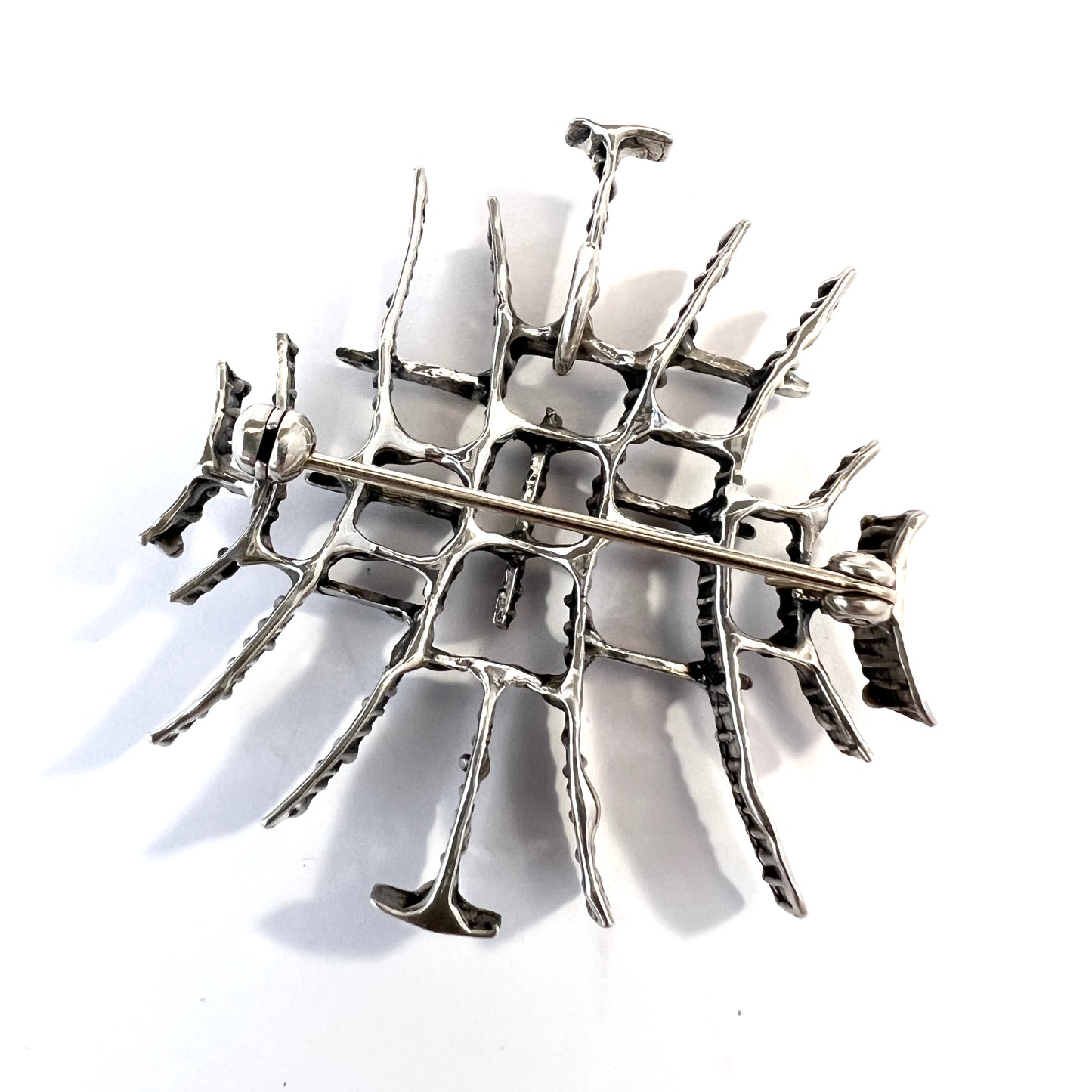 Else and Paul, Norway 1960s Modernist Sterling Silver Brooch Pendant.