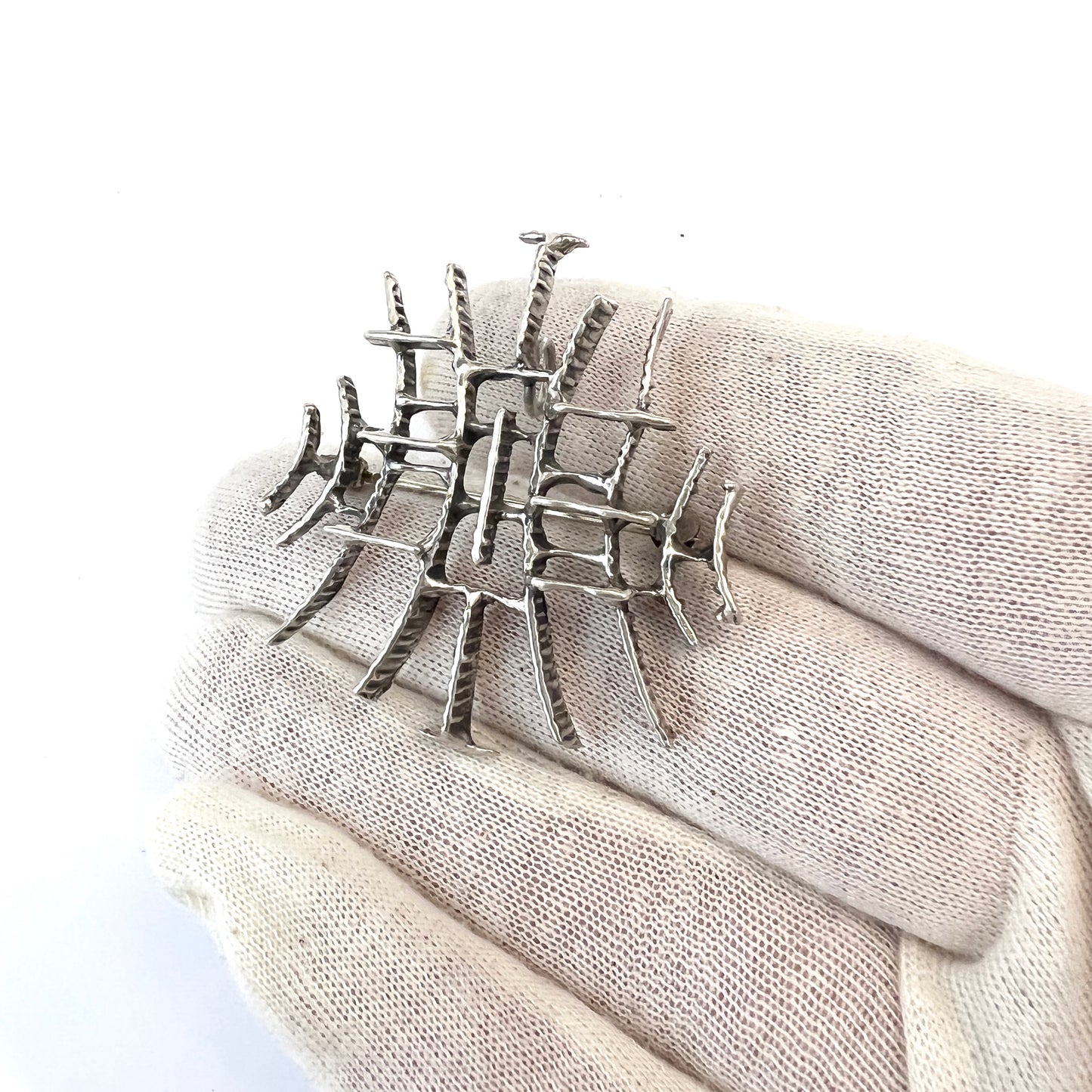 Else and Paul, Norway 1960s Modernist Sterling Silver Brooch Pendant.