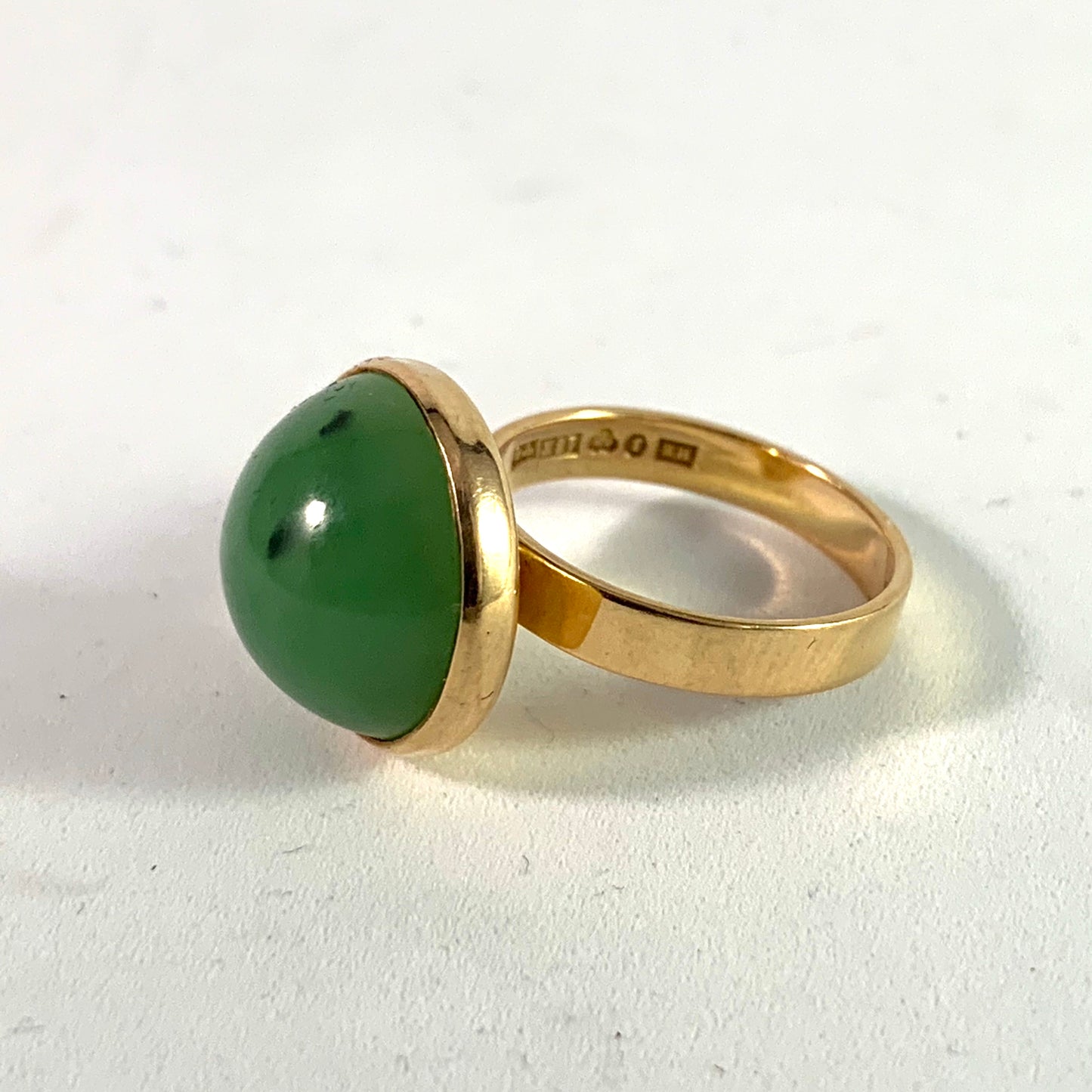 Modernist 18k Gold Jade Ring.