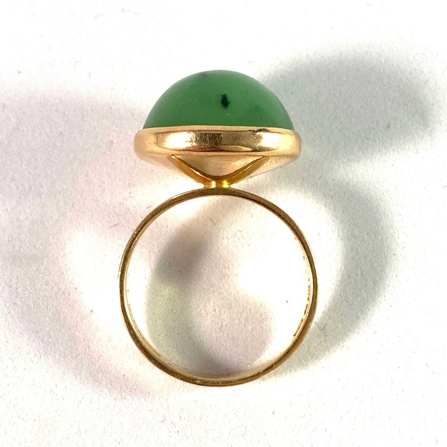 Ateljé Stigbert Sweden 1971 Modernist 18k Gold Jade Ring.