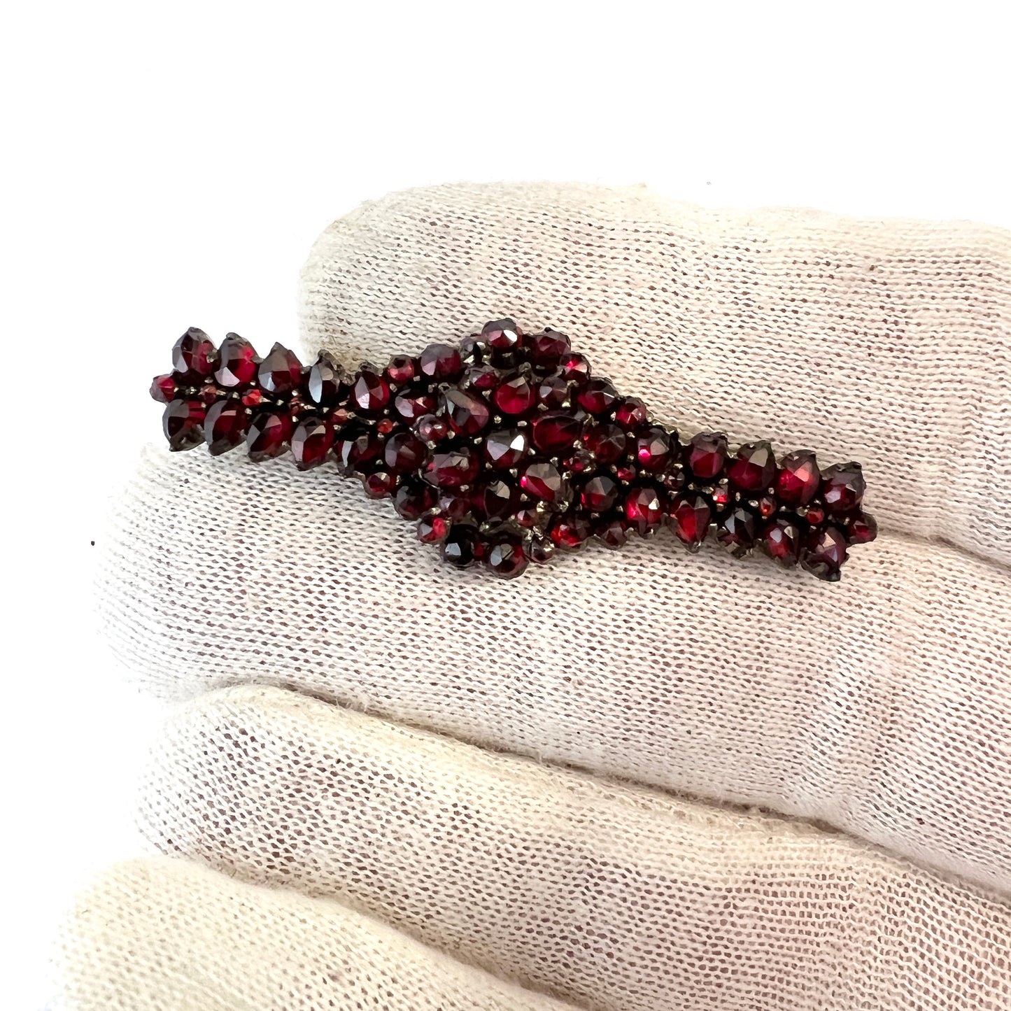 Antique c year 1900. Bohemian Garnet Gilt Metal Brooch.