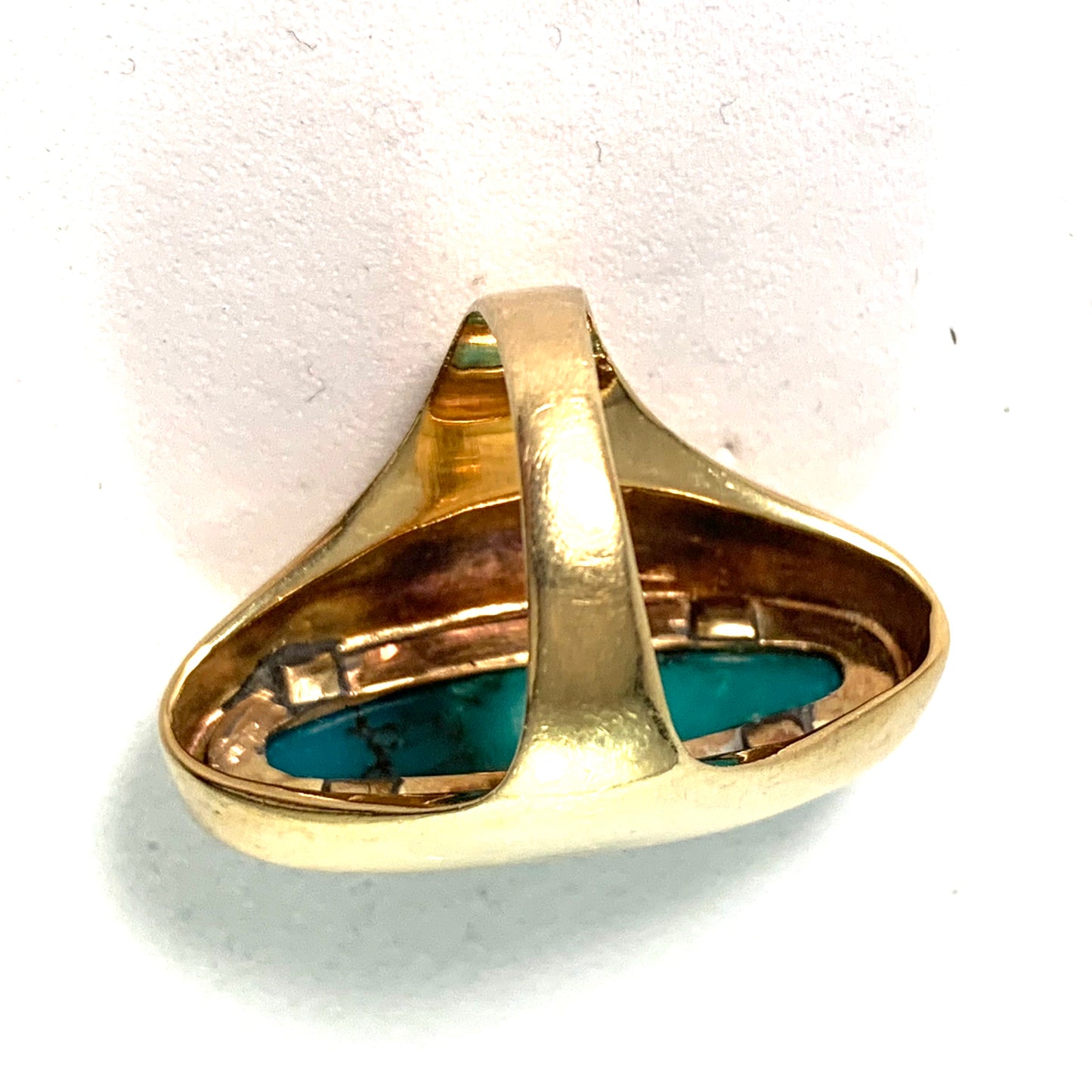 Italy 1950-60s 18k Gold Turquoise Mid Century Modern Cocktail Ring.