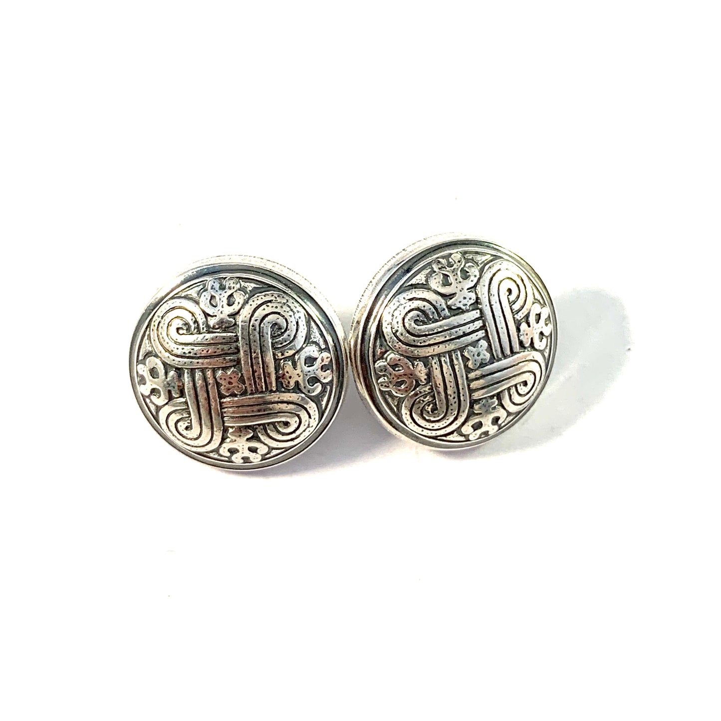 Kalevala Koru, Finland. Large Vintage Sterling Silver "St. John's Arms" Stud Earrings.