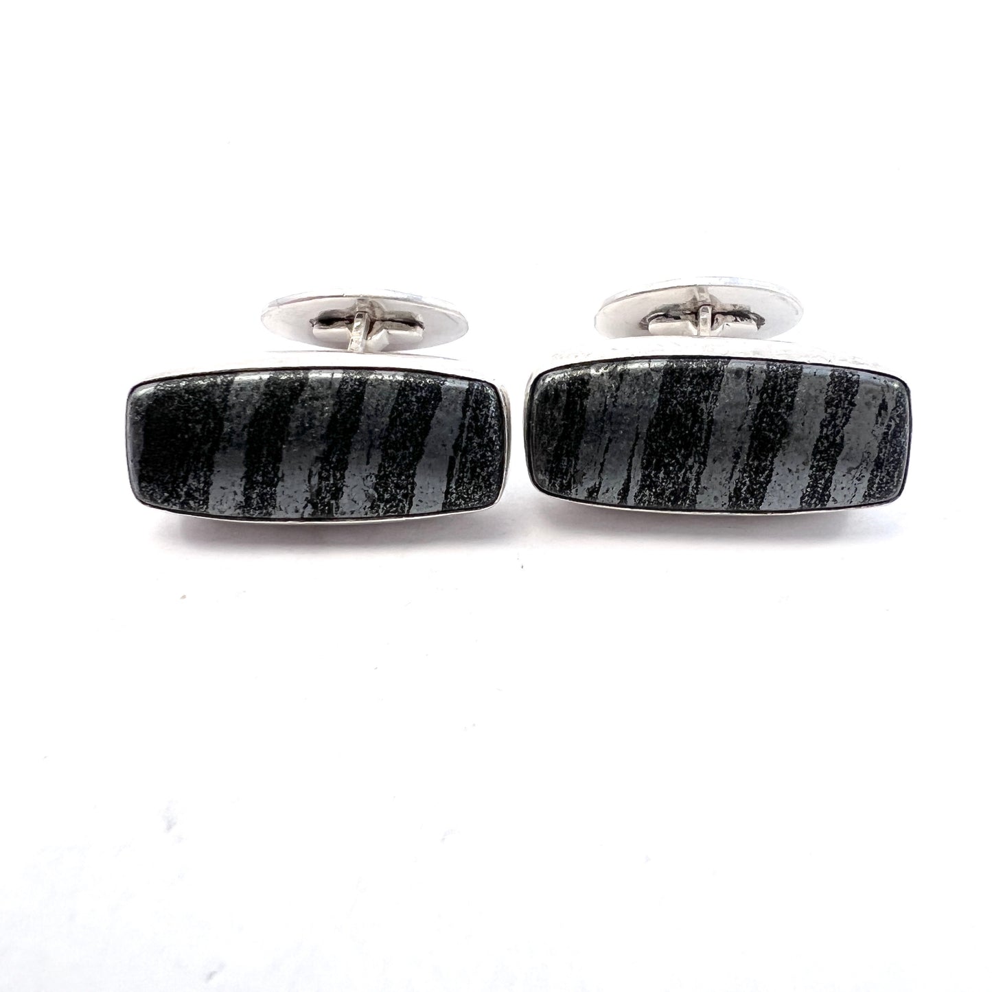 Nordström, Sweden 1967. Sterling Silver Iron Ore Large Pair of Cufflinks.