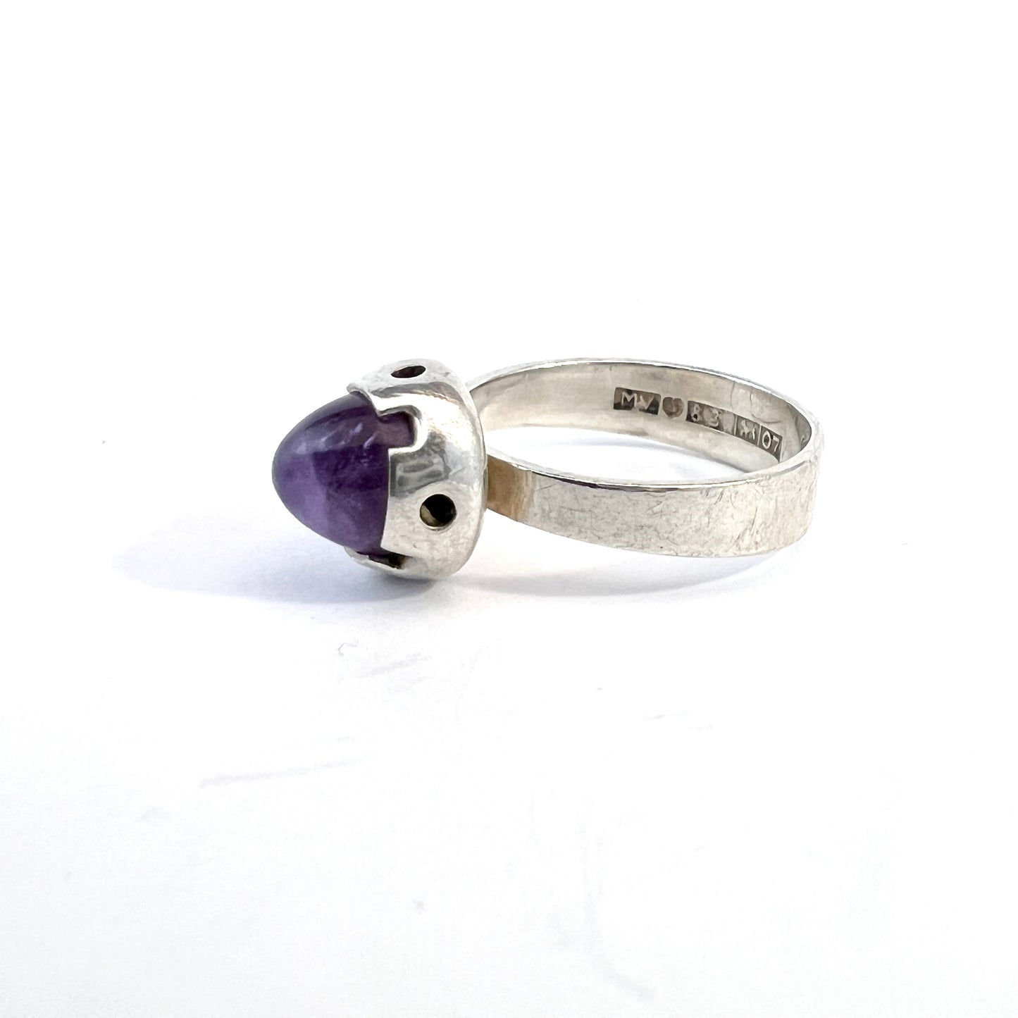 Martti Viikinniemi, Finland 1967. Vintage Solid Silver Amethyst Ring.