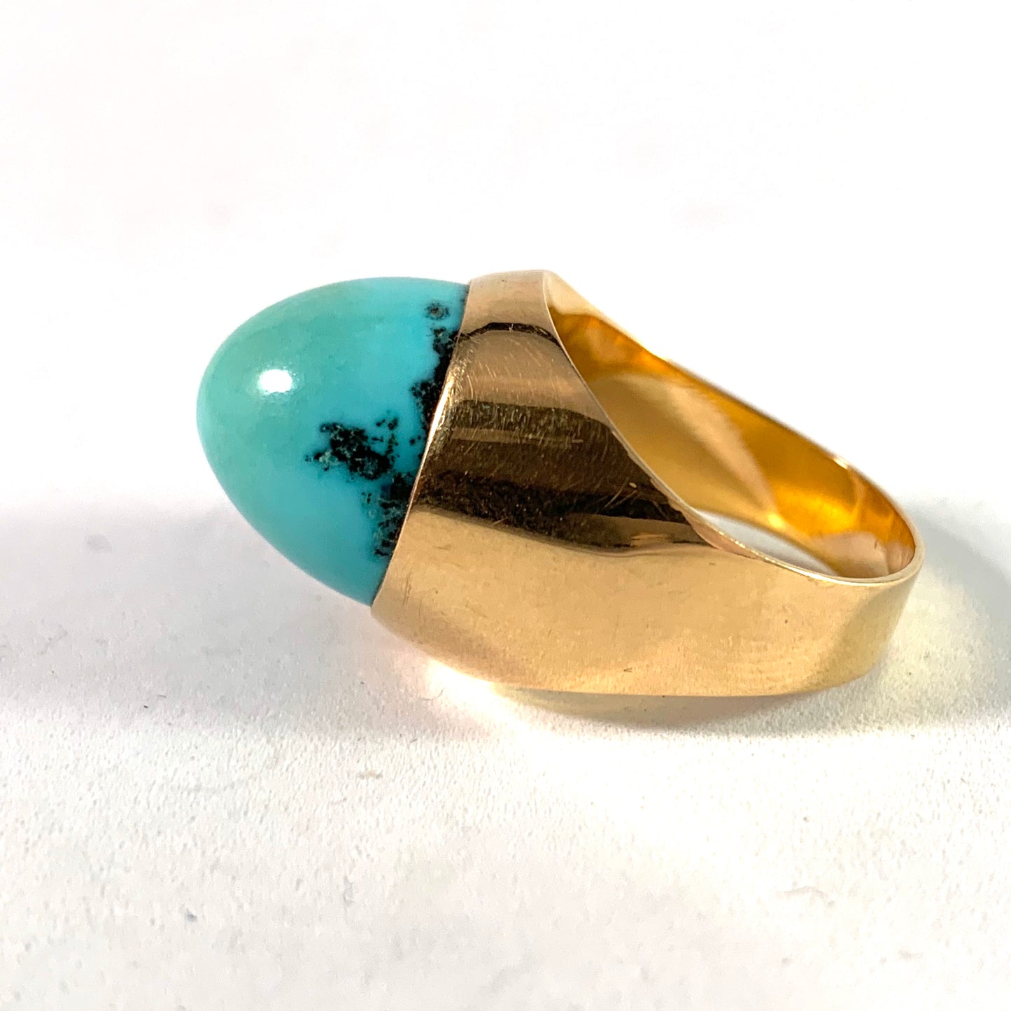 Modernist 18k Gold Turquoise Ring