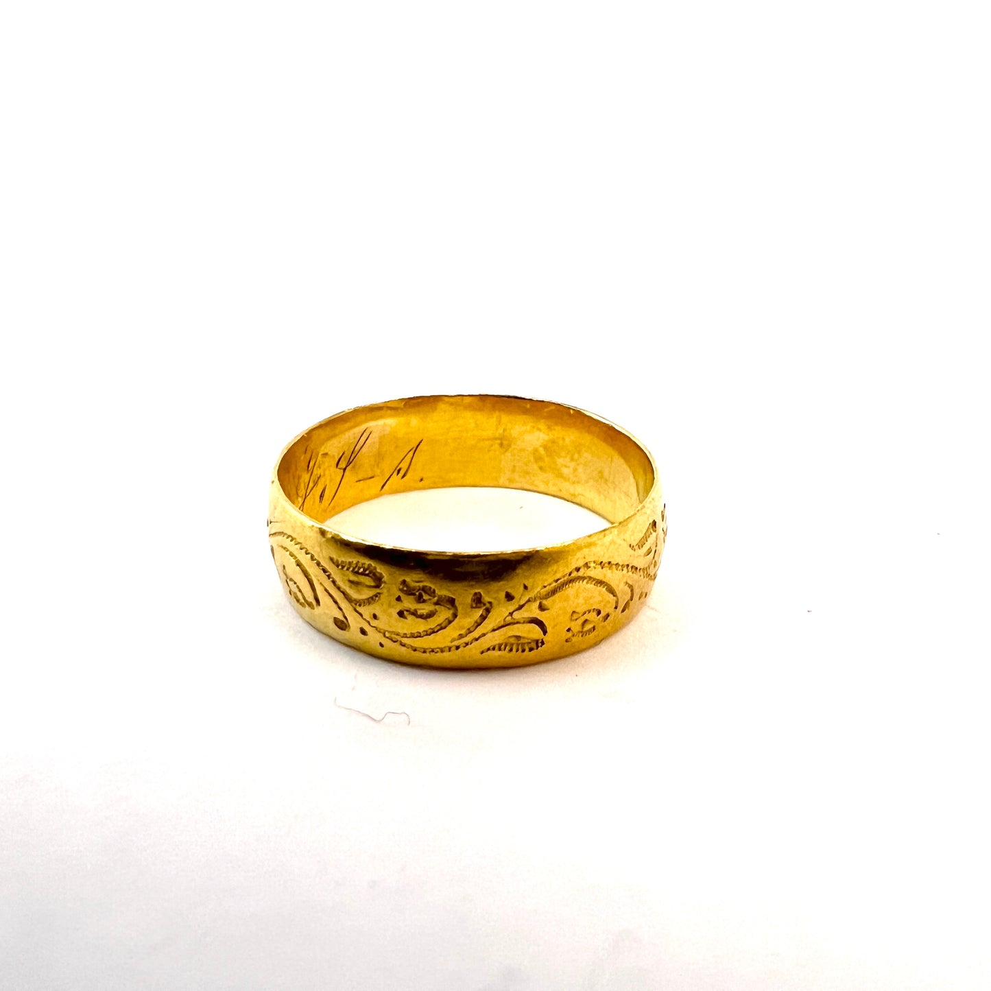 Graumann, Sweden 1895. Antique 23K Gold Wedding Band Ring.