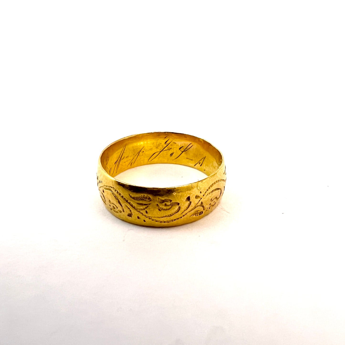 Graumann, Sweden 1895. Antique 23K Gold Wedding Band Ring.