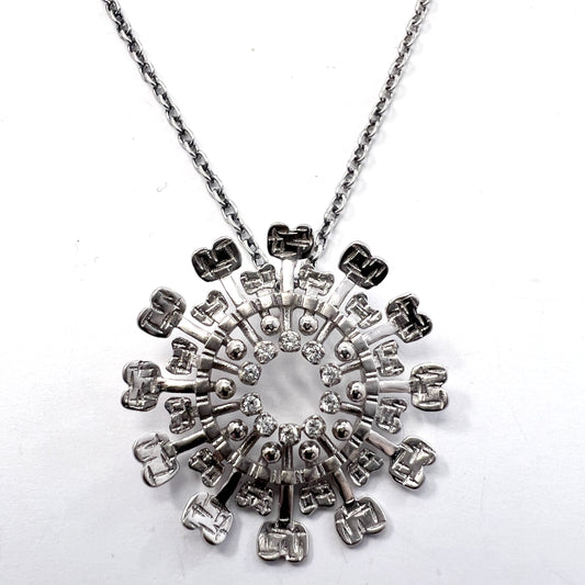 Tapio Wirkkala for Kultakeskus Finland Sterling CZ Pendant Necklace. "Sun"