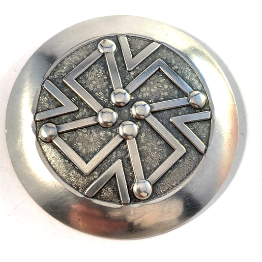 Kultakeskus, Finland Vintage Solid 830 Silver Large Traditional Shield Brooch Pendant.