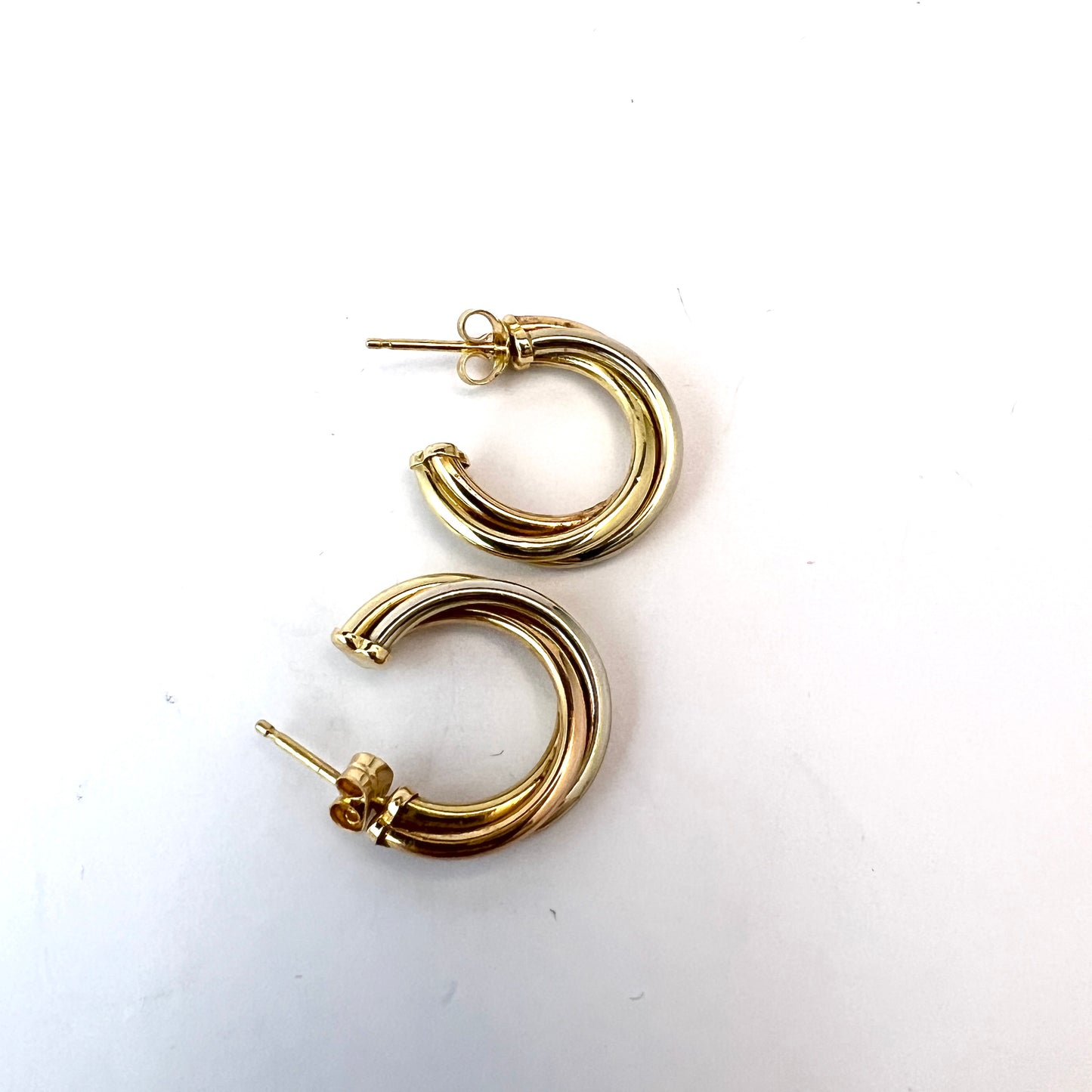 Vintage 18k Gold Bi-color Earrings. Sweden.