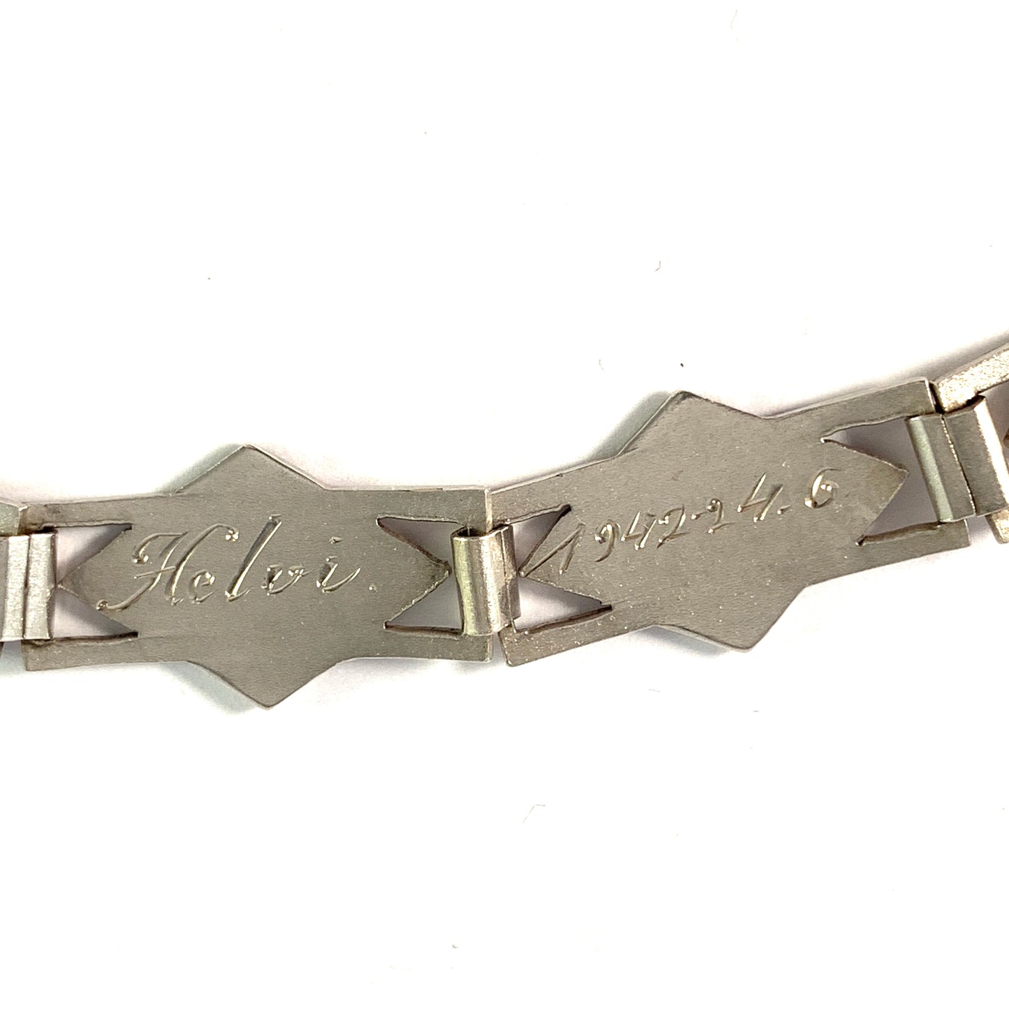 H Wist, Finland 1937. Vintage Art Deco Solid Silver Link Bracelet.