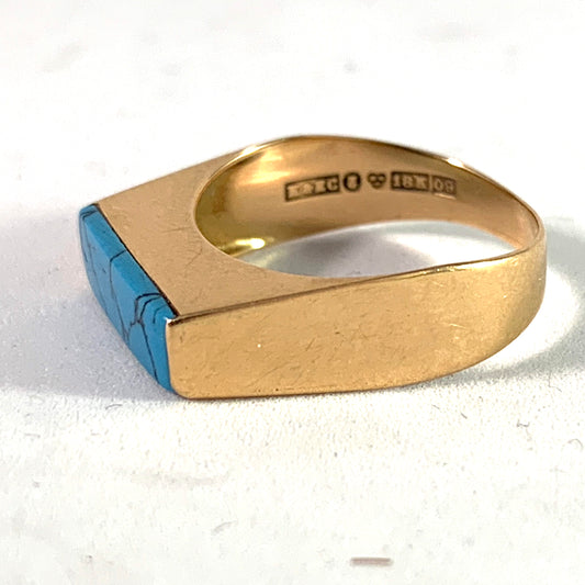 Modernist 18k Gold Turquoise Ring.