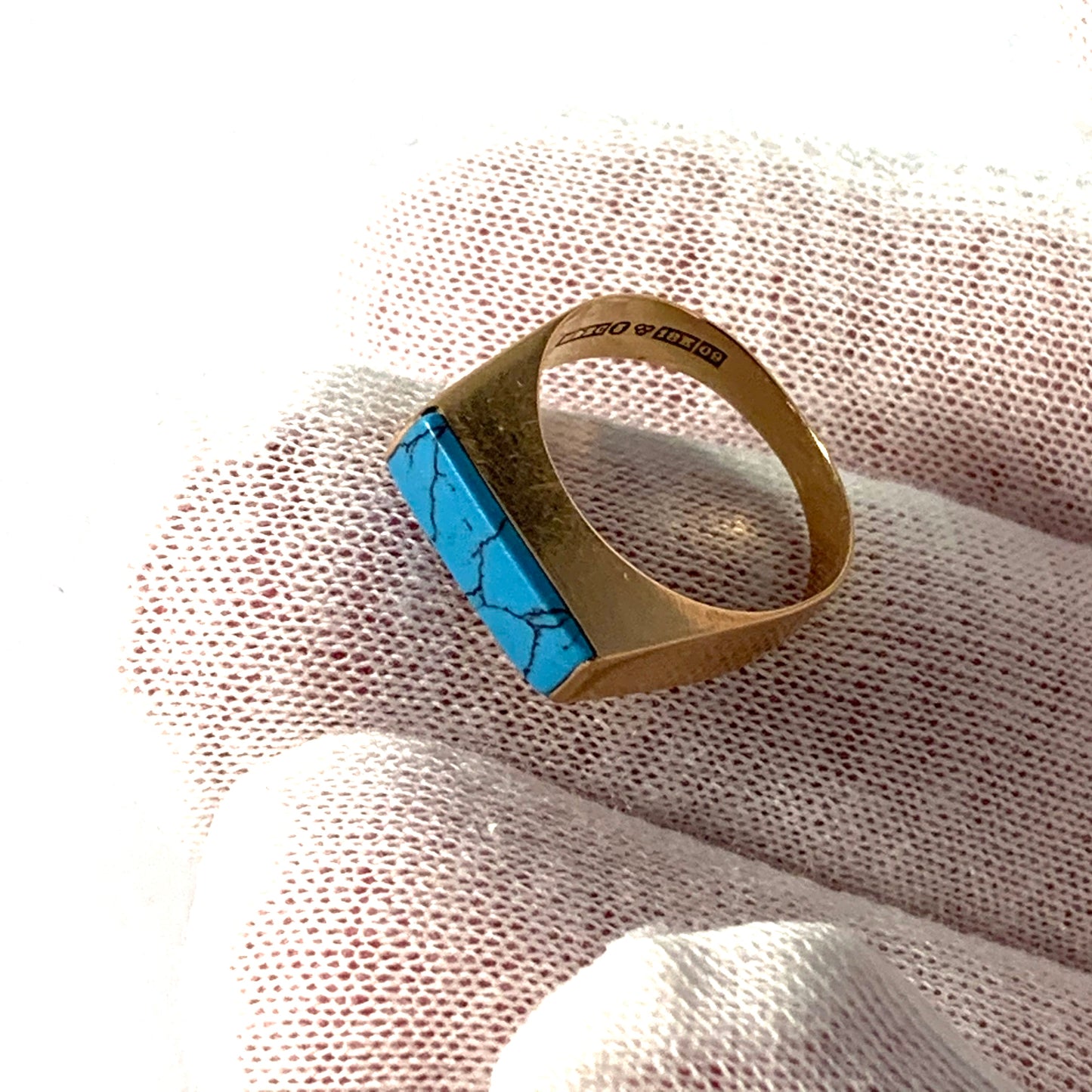 Ceson, Sweden 1964 Modernist 18k Gold Turquoise Ring.