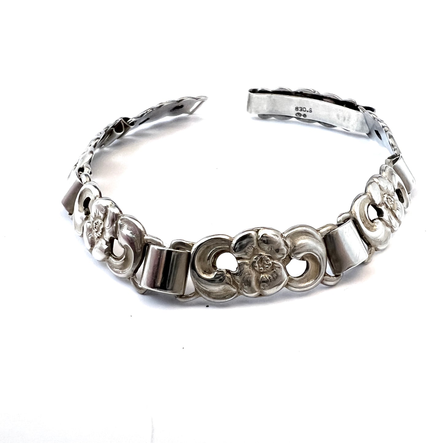 Denmark 1940s Solid Silver Link Bracelet. Probably Eiler & Marløe