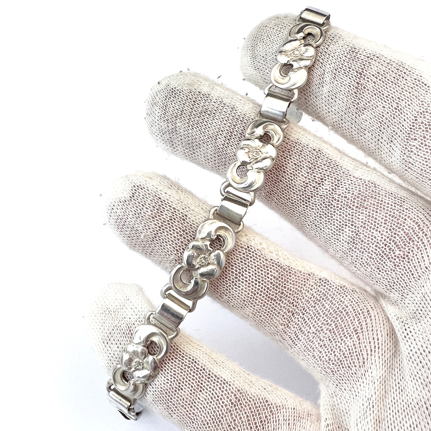 Denmark 1940s Solid Silver Link Bracelet. Probably Eiler & Marløe