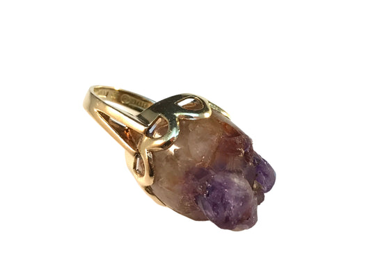B グスタフソン、スウェーデン 1960 年代 チャンキー 18K ゴールド 天然アメジスト リング