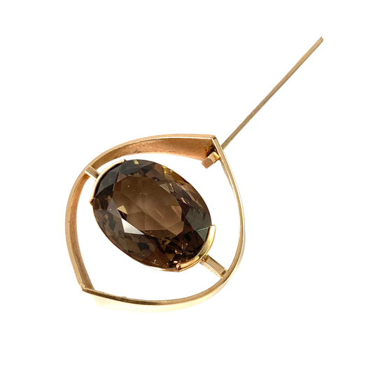 Elis Kauppi, Kupittaan Kulta Finland 1961. Vintage 14k Gold Smoky Quartz Pendant.