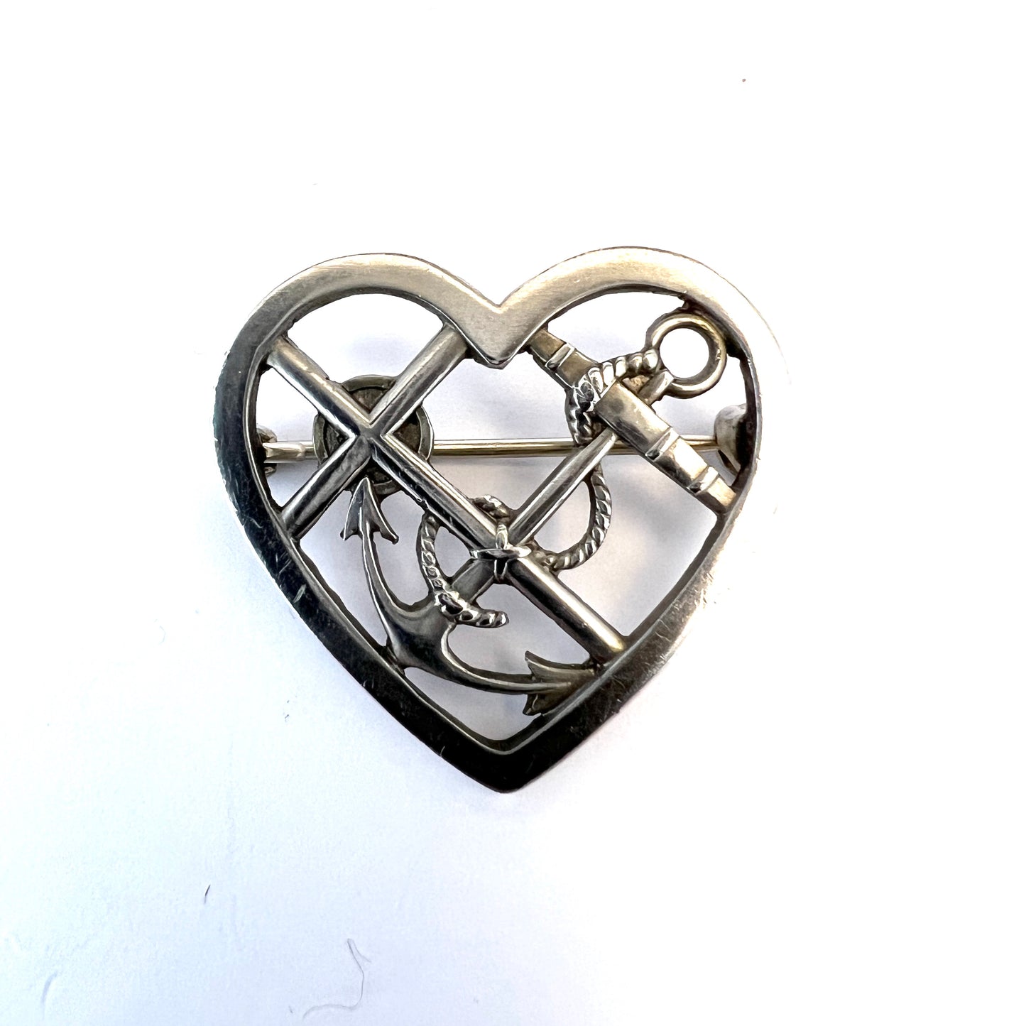 Georg Jensen, Denmark. Vintage Faith Hope Love Sterling Brooch. Design 296