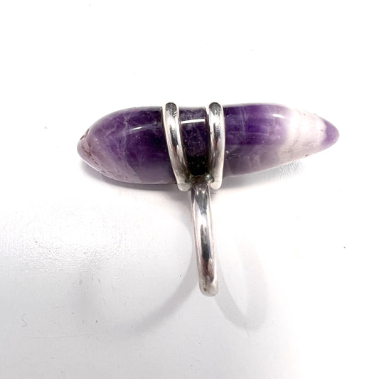 Sandström & de Wit, Sweden 1985. Bold Vintage Sterling Silver Amethyst Ring.