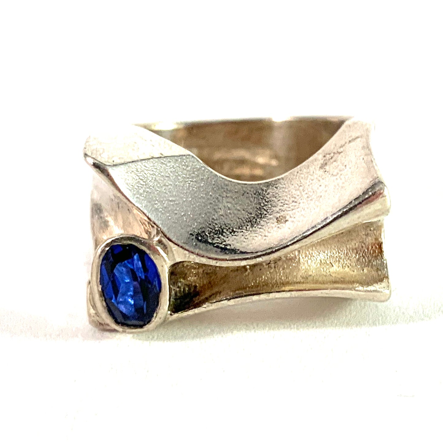 Lapponia, Finland 1980 Vintage Sterling Silver Sapphire Ring.