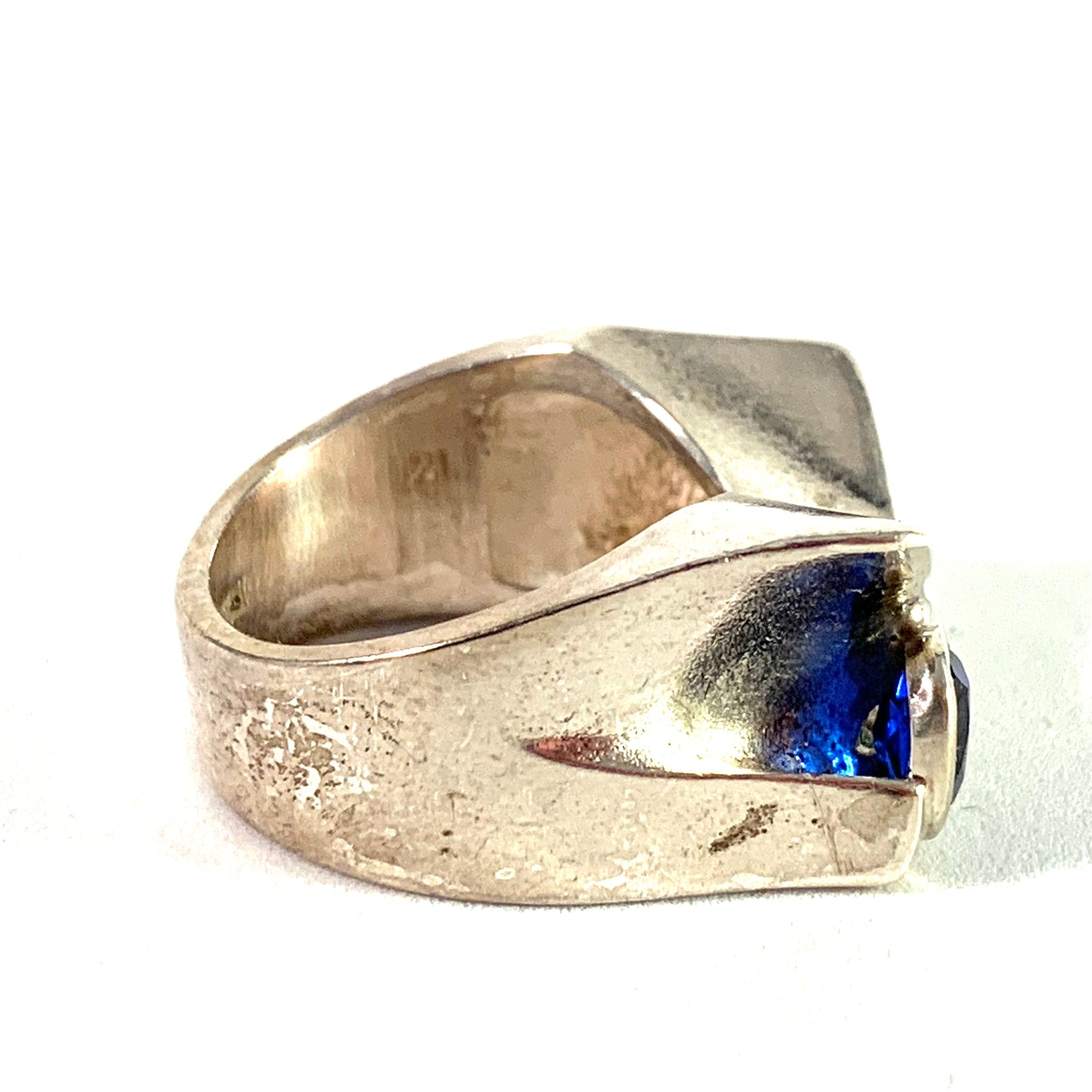 Lapponia, Finland 1980 Vintage Sterling Silver Sapphire Ring.