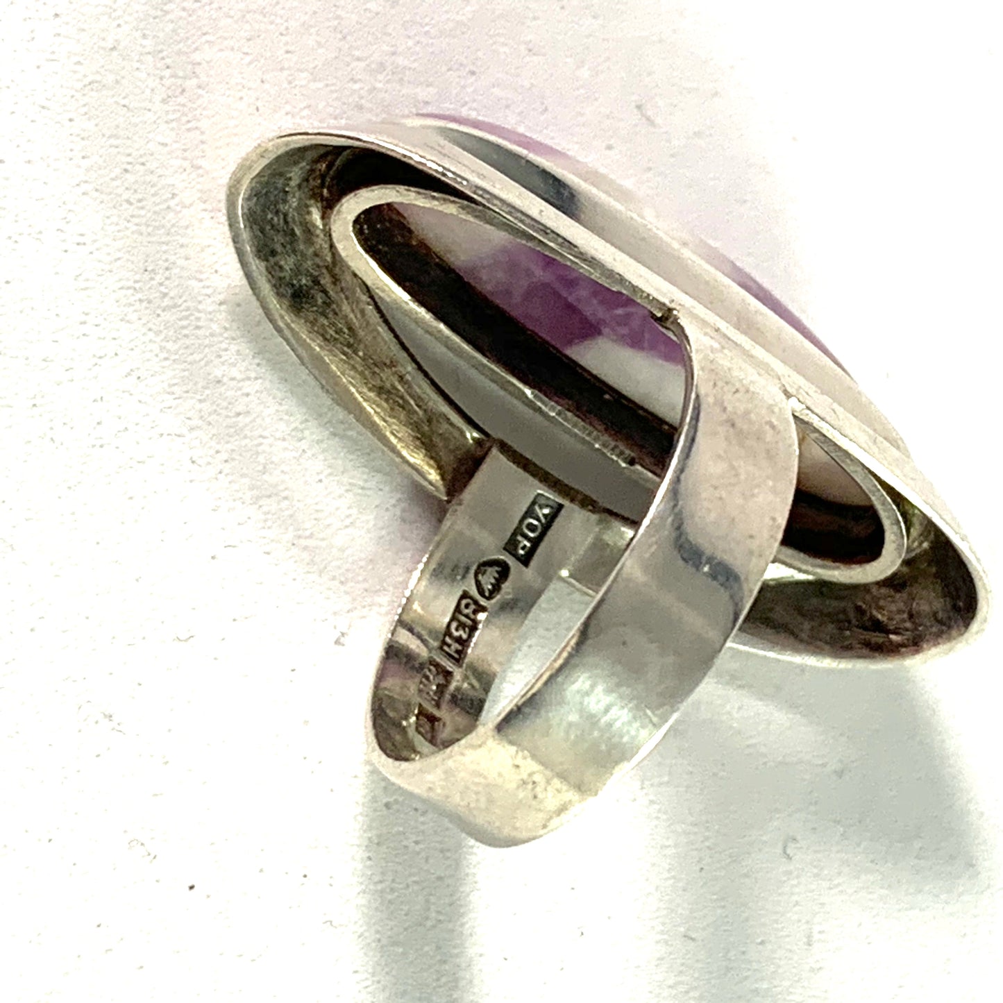 Olavi Piira, Finland 1963 Modernist Silver Amethyst Ring. Rare.