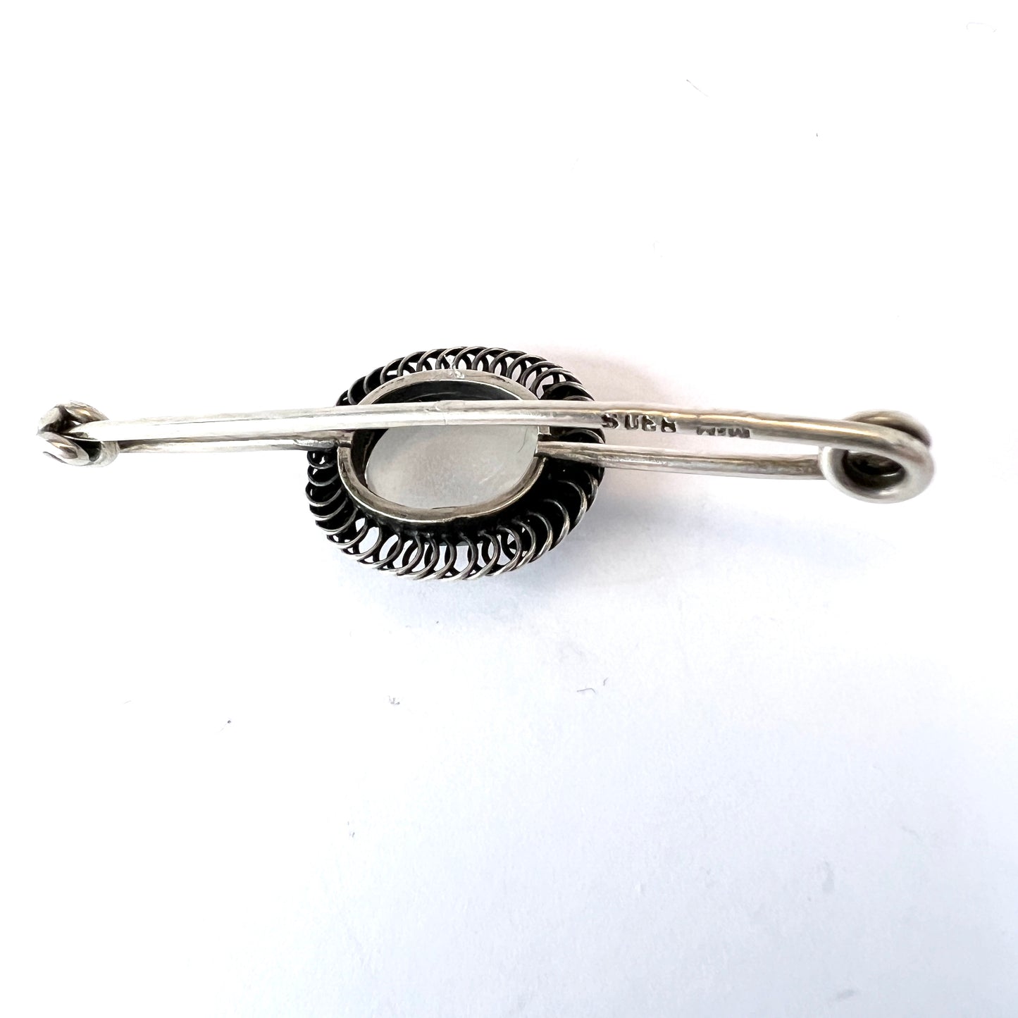 Mathisen & Møller, Denmark 1920-30s. Solid 830 Silver Moonstone Brooch Pin.