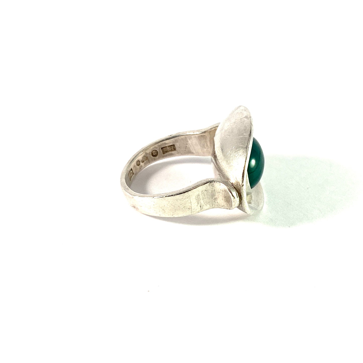 Sigurd Persson for Stigbert, Sweden 1953. Sterling Silver Chrysoprase Ring.