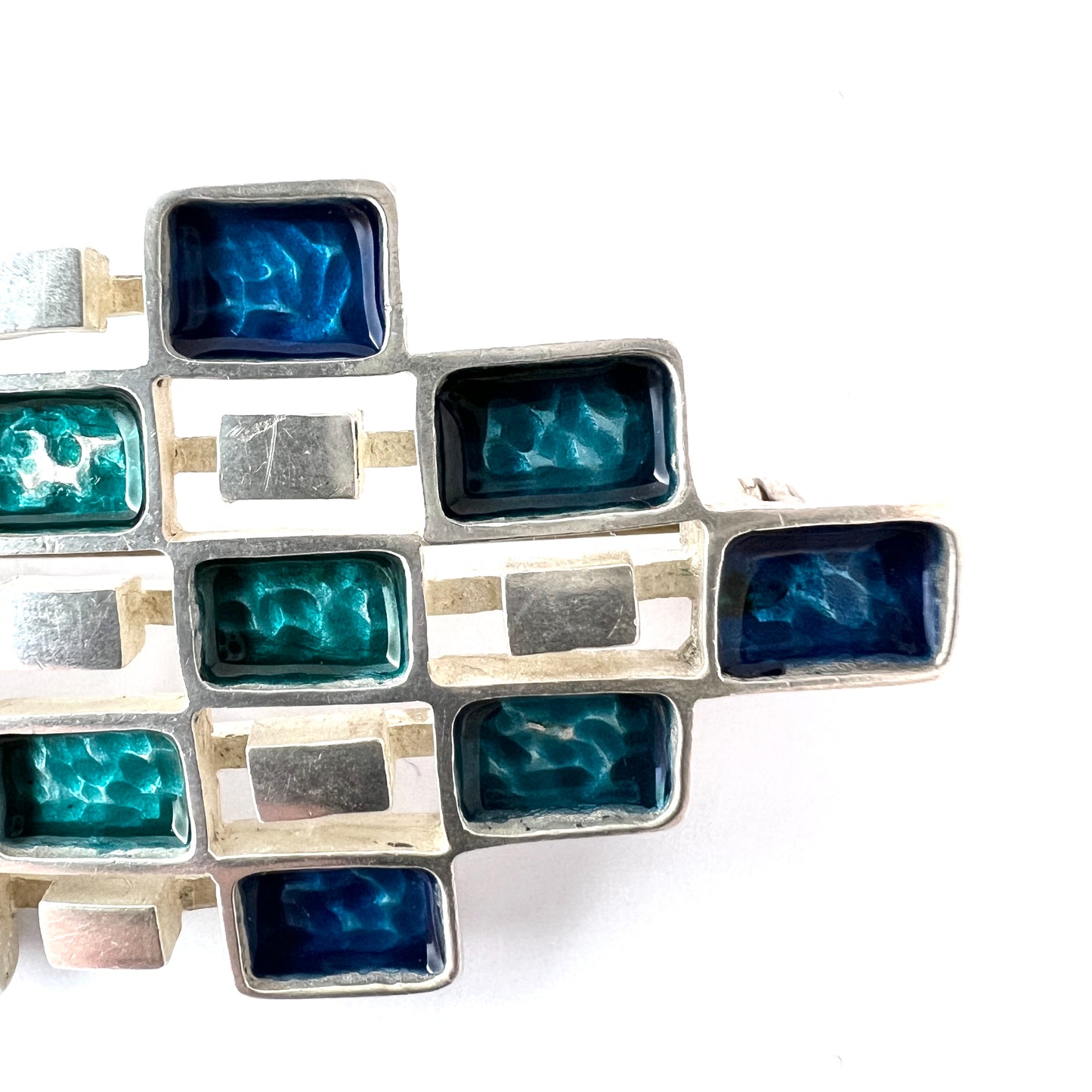 Marianne Berg for Uni David-Andersen, Norway 1960s. Sterling Silver Enamel Brooch.