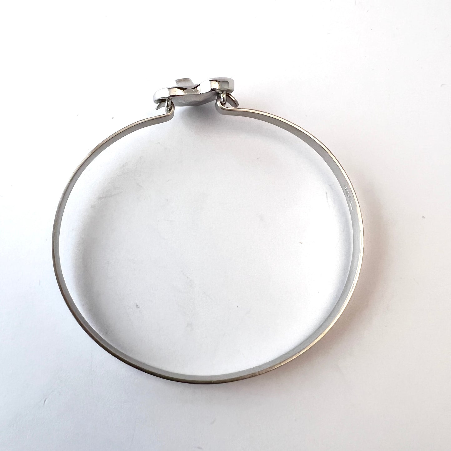 Finnfeelings, Finland Vintage Sterling Silver CZ Eye of the Soul Bangle Bracelet.